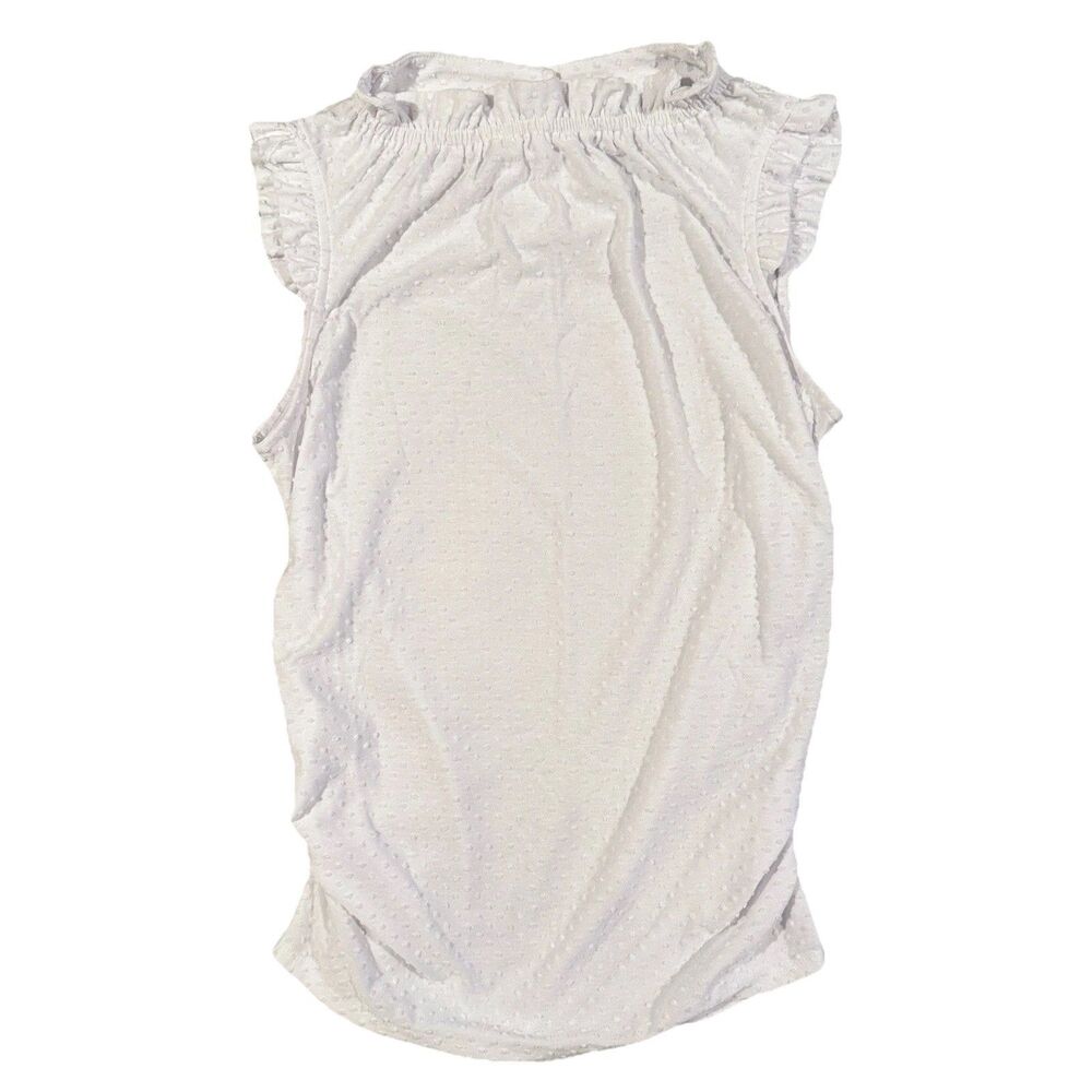 Olivia Blu Maternity White Dot Tank Top Small Ruched Sides Flutter Sleeves EUC